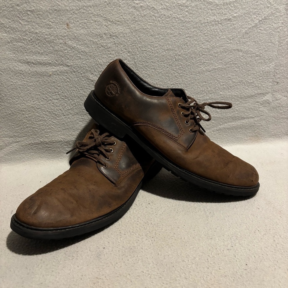 Timberland Men's Premium Leather Waterproof Oxford Shoes Size 12M Brown